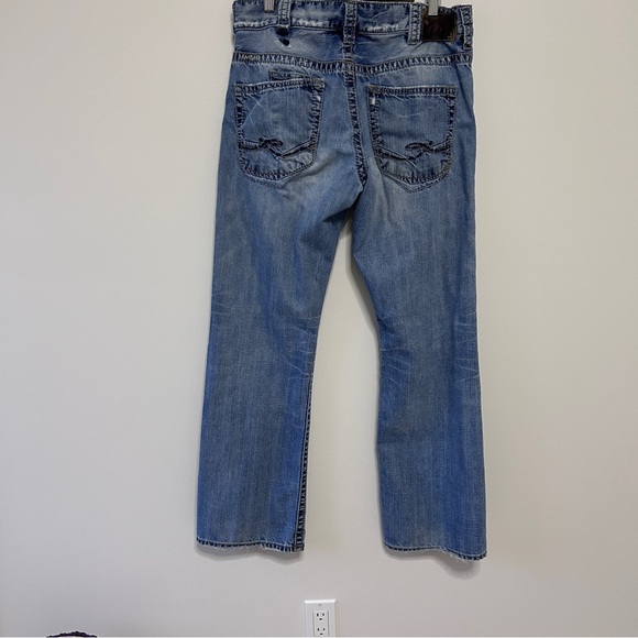Silver 925 Series Denim Jeans Men's size 32 x 32 Distressed Straight Leg - Picture 3 of 10